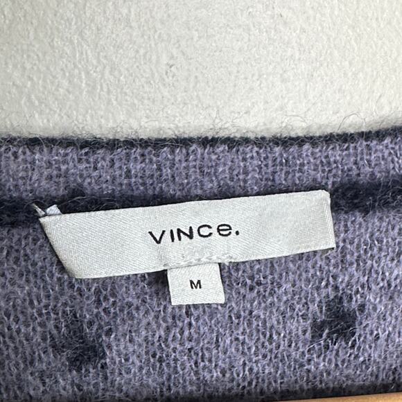 VINCE Starry Dot Mohair Alpaca Crewneck Sweater Indigo Blue Intarsia Sz M {3T20} - Picture 6 of 8